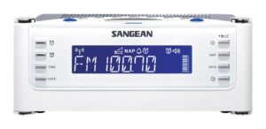 sangean all in one weather atomic am/fm dual alarm clock radio with large easy to read backlit lcd display