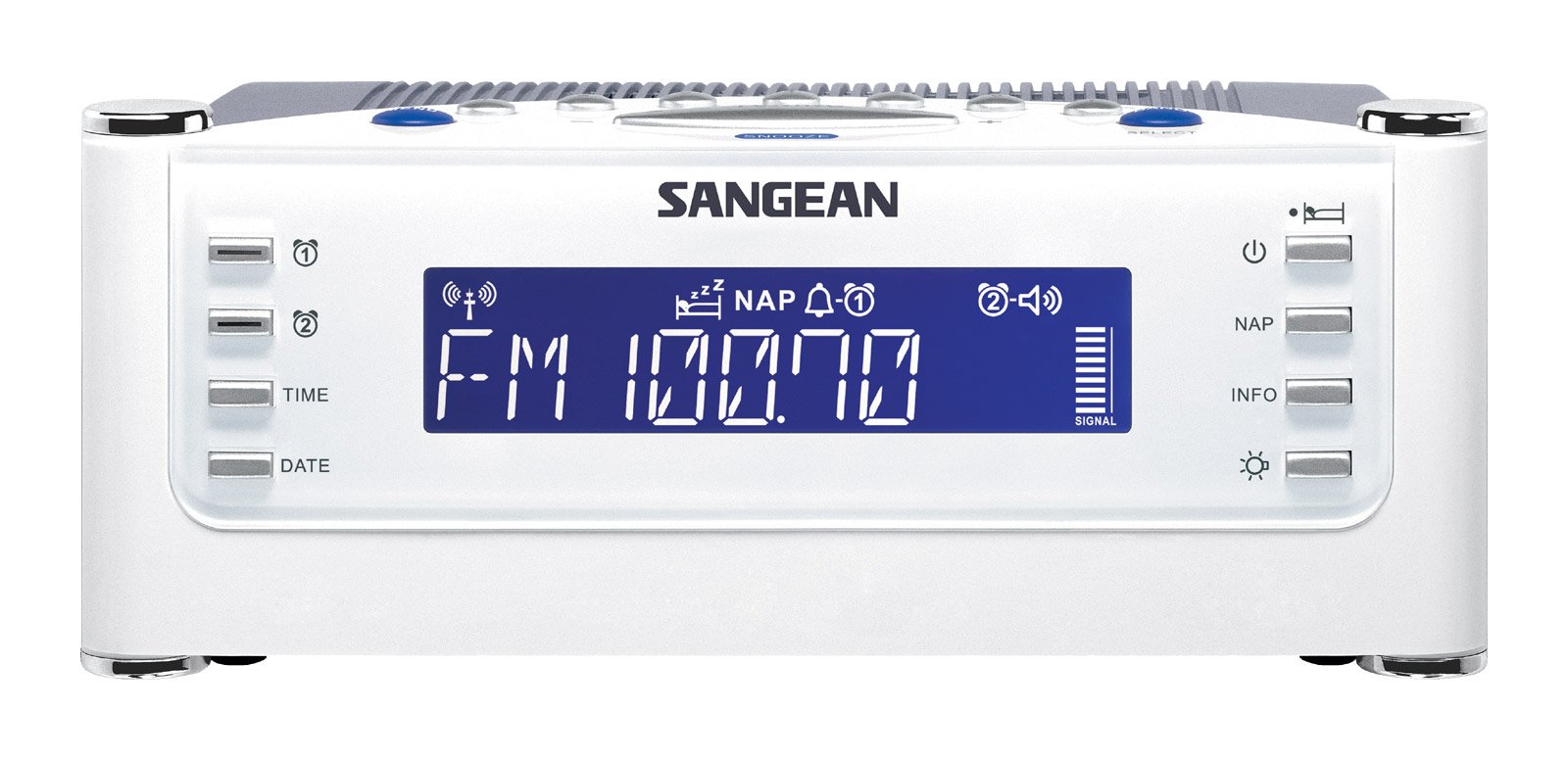 Sangean All in One Weather Atomic AM/FM Dual Alarm Clock Radio with Large Easy to Read Backlit LCD Display