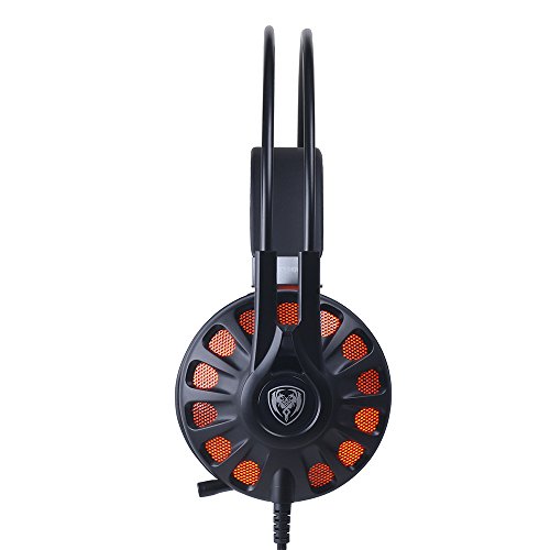 Somic G932 USB PC Gaming Headset 7.1 Virtual Surround Sound,Over Ear Computer Gaming Headphones with LED Lighting and Retractable Microphone