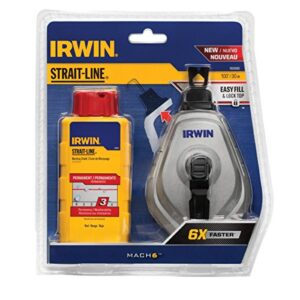 irwin tools strait-line 1932890 irwin mach6 chalk reel, red
