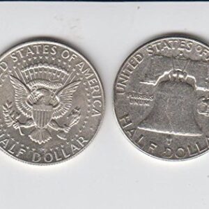 Franklin Kennedy Half Dollars (2) Coins Both 90% Silver XF-AU- Kennedy Half will always be 1964, Franklin date will varie XF-40