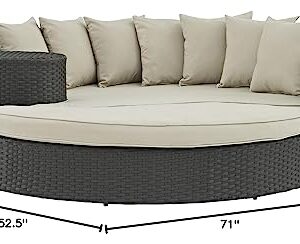 Modway EEI-1982-CHC-BEI Sojourn Wicker Rattan Outdoor Patio Sunbrella Fabric Daybed in Antique Canvas Beige