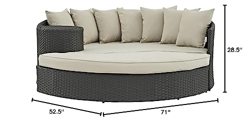 Modway EEI-1982-CHC-BEI Sojourn Wicker Rattan Outdoor Patio Sunbrella Fabric Daybed in Antique Canvas Beige