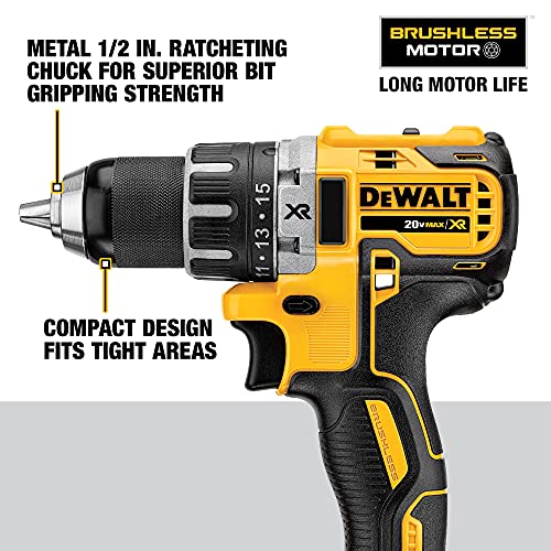 DEWALT 20V MAX Cordless Drill / Driver Kit, Brushless, 1/2-Inch (DCD791D2)