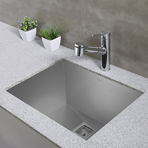 KRAUS Pax 24-inch 18 Gauge Undermount Single Bowl Stainless Steel Laundry and Utility Sink, KHU24L