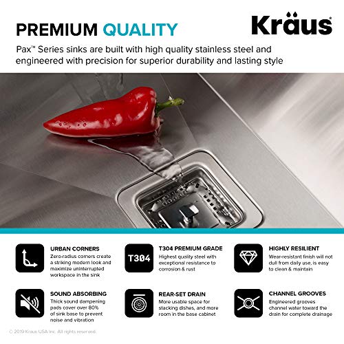 KRAUS Pax 24-inch 18 Gauge Undermount Single Bowl Stainless Steel Laundry and Utility Sink, KHU24L