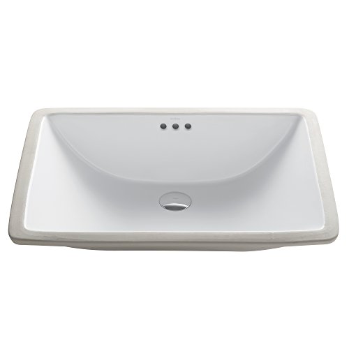 KRAUS Elavo 23-inch Rectangular Undermount White Porcelain Ceramic Bathroom Sink with Overflow, KCU-251