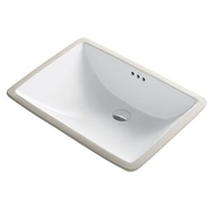 KRAUS Elavo 23-inch Rectangular Undermount White Porcelain Ceramic Bathroom Sink with Overflow, KCU-251