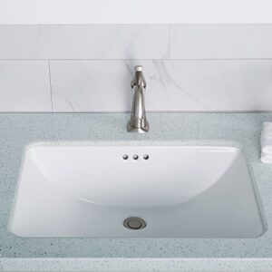 KRAUS Elavo 23-inch Rectangular Undermount White Porcelain Ceramic Bathroom Sink with Overflow, KCU-251