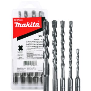 makita 5 piece - sds-plus drill bit set for sds+ rotary hammers - aggressive drilling for concrete & masonry - carbide tipped bits