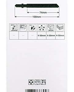 Makita 5 Piece - T Shank Wood Jigsaw Blades For Jig Saws - Fast & Straight Cuts For Soft Wood & PVC - 4" 8 TPI HCS Saw Blades