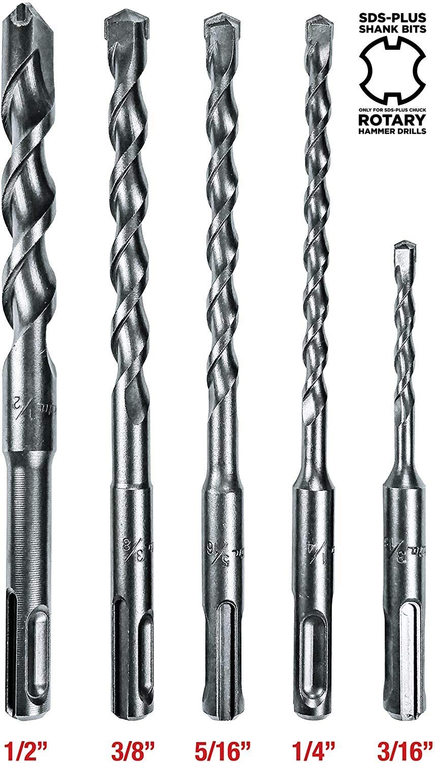 Makita 5 Piece - SDS-Plus Drill Bit Set For SDS+ Rotary Hammers - Aggressive Drilling For Concrete & Masonry - Carbide Tipped Bits