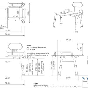 Carousel Sliding Shower Chair Tub Transfer Bench with Swivel Seat, Premium Padded Bath, with Pivoting Arms, Adjustable Space Saving Design for Tubs, Inside Shower, for Handicap & Seniors, Blue