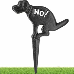 RAM-PRO No Pooping Naughty Dog Black Yard Sign with Stake Cast Iron Dog Pee Yard Signs Perfect for Outdoor Lawn and Garden, Keep Your Dog Off Grass Sigs, No Dog Poop Signs for Yard