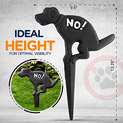 RAM-PRO No Pooping Naughty Dog Black Yard Sign with Stake Cast Iron Dog Pee Yard Signs Perfect for Outdoor Lawn and Garden, Keep Your Dog Off Grass Sigs, No Dog Poop Signs for Yard