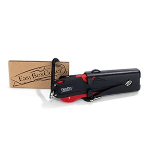 modern box cutter, extra tape cutter at back, dual side edge guide, 3 blade depth setting, 2 blades and holster - red color 2000