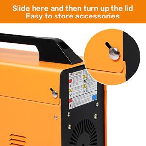 Goplus 110V MIG 130 Welder Flux Core Welding Machine, No Gas Welding Machine with Electrode Holder Face Shield (Orange)