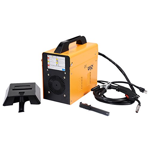 Goplus 110V MIG 130 Welder Flux Core Welding Machine, No Gas Welding Machine with Electrode Holder Face Shield (Orange)