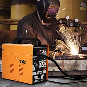 Goplus 110V MIG 130 Welder Flux Core Welding Machine, No Gas Welding Machine with Electrode Holder Face Shield (Orange)