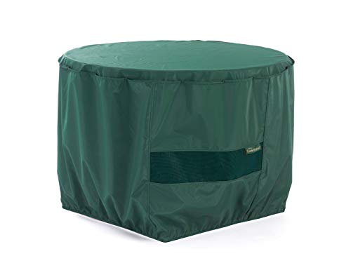 Covermates Round Firepit Cover - Light Weight Material, Weather Resistant, Elastic Hem, Fire Pit Covers-Green