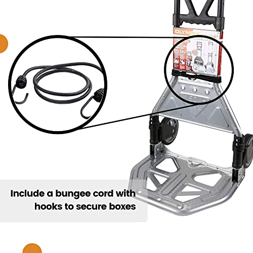 Olympia Tools 150 Lb Folding Hand Truck and Dolly with Telescoping Handle and Bungee Cord for Moving