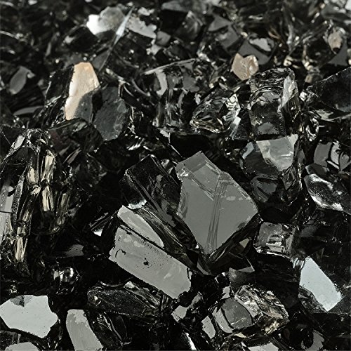 Midnight Black - Fire Glass for Indoor and Outdoor Fire Pits or Fireplaces | 10 Pounds | 1/4 Inch, Reflective