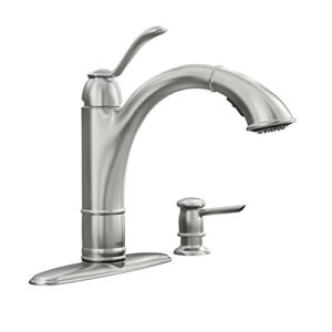 moen 87045msrs walden single-handle pull-out kitchen faucet featuring protection stainlessâ€¦, spot resist stainless microban