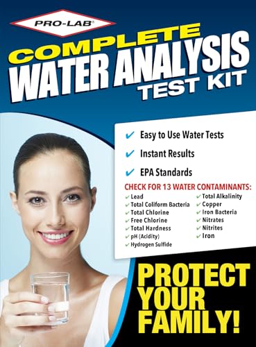 PRO-LAB Drinking Water Test Kit for Home Tap and Well Water - Easy to Use Test Strips for Lead, Bacteria, pH, Copper, Nitrate, Chlorine, Hardness and More - EPA Approved Limi