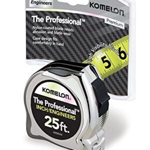 Komelon 425IEHV 10 Pack 25ft. x 1in. The Professional Tape Measure, Chrome