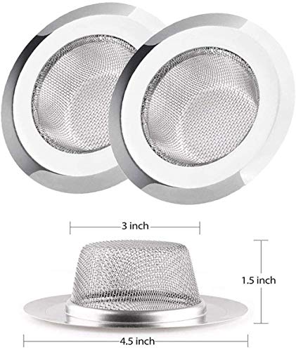 Sink Tub Strainer Screen Stainless Steel Fits 3"- 3 1/2" Drains - Kitchen Tools