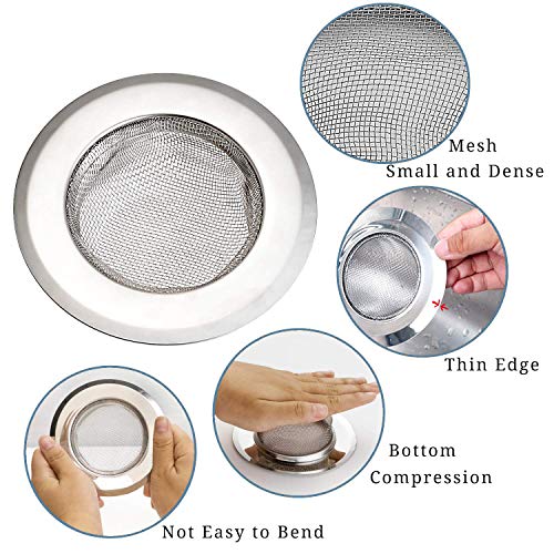 Sink Tub Strainer Screen Stainless Steel Fits 3"- 3 1/2" Drains - Kitchen Tools