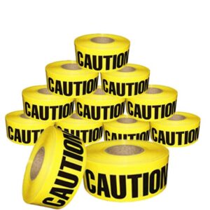 Cordova T15101 Bulk Pack 1.5-MIL Yellow Caution Barricade Tape, 3 in. x 1000 ft. Roll, 12-Pack