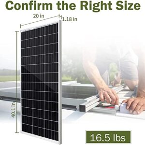 HQST 100W 12V Monocrystalline Solar Panel Kit w/ 30A PWM LCD Solar Charge Controller, 20Ft 12AWG Panel and Controller Connector Cables, Z-Brackets, 8Ft 10AWG Controller and Battery Connector Cables