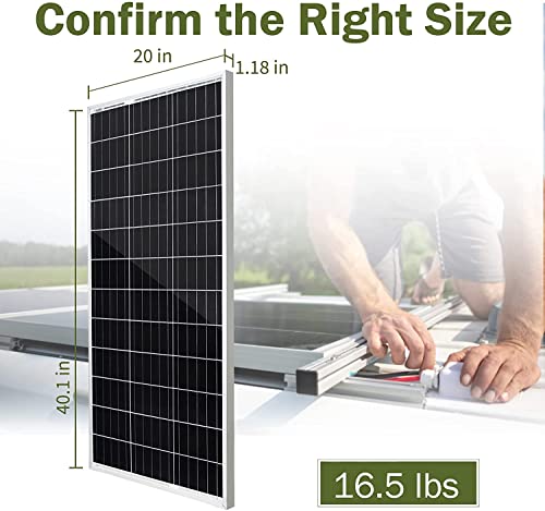 HQST 100W 12V Monocrystalline Solar Panel Kit w/ 30A PWM LCD Solar Charge Controller, 20Ft 12AWG Panel and Controller Connector Cables, Z-Brackets, 8Ft 10AWG Controller and Battery Connector Cables