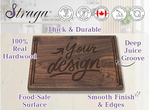 Straga Personalized Cutting Boards | Handmade Wood Engraved Charcuterie | Custom Wedding, Anniversary, Engagement Gift for Couples (Nautical Knot Design No.805)