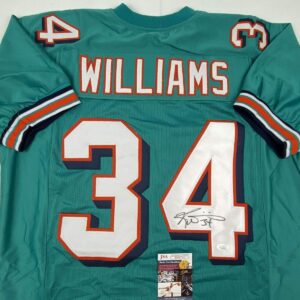 Autographed/Signed Ricky Williams Miami Teal Football Jersey JSA COA