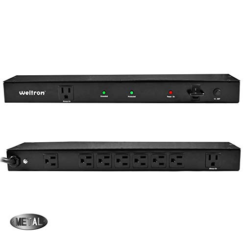 WELTRON Rack Mountable Surge Protector 15' Black 1U, (WSP-900RM)