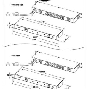 WELTRON Rack Mountable Surge Protector 15' Black 1U, (WSP-900RM)