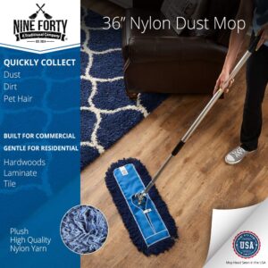 Nine Forty Residential | Commercial 36 Inch Janitorial USA Floor Dry Dust Mop Broom Set | Handle