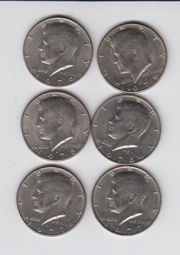 1977 Kennedy Half Dollars (6) Coins total- 1977 P&D, 1978 P&D, 1979 P&D- Circulated About Uncirculated Detials