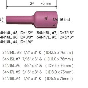 RIVERWELD TIG Jumbo Gas Lens Back Cap Long Alumina Nozzle Ceramic Cups Assorted Size Kit Fit QQ300 PTA DB SR WP 17 18 26 TIG Welding Torch 50pcs