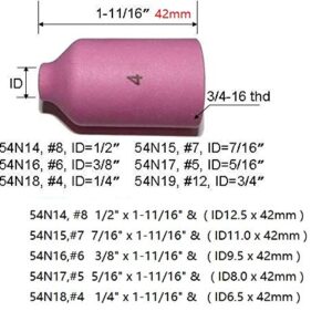 RIVERWELD TIG Jumbo Gas Lens Back Cap Long Alumina Nozzle Ceramic Cups Assorted Size Kit Fit QQ300 PTA DB SR WP 17 18 26 TIG Welding Torch 50pcs