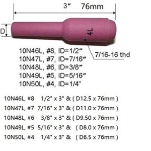 RIVERWELD TIG Jumbo Gas Lens Back Cap Long Alumina Nozzle Ceramic Cups Assorted Size Kit Fit QQ300 PTA DB SR WP 17 18 26 TIG Welding Torch 50pcs