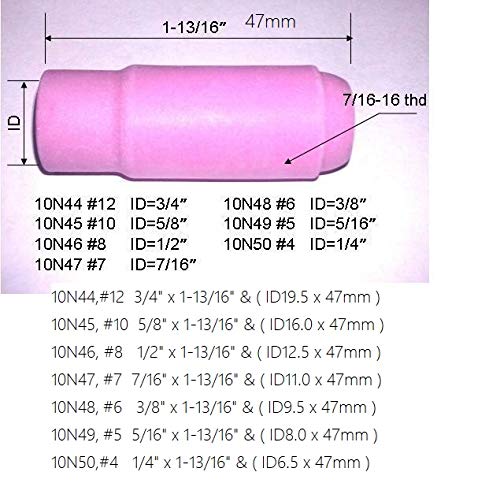 RIVERWELD TIG Jumbo Gas Lens Back Cap Long Alumina Nozzle Ceramic Cups Assorted Size Kit Fit QQ300 PTA DB SR WP 17 18 26 TIG Welding Torch 50pcs