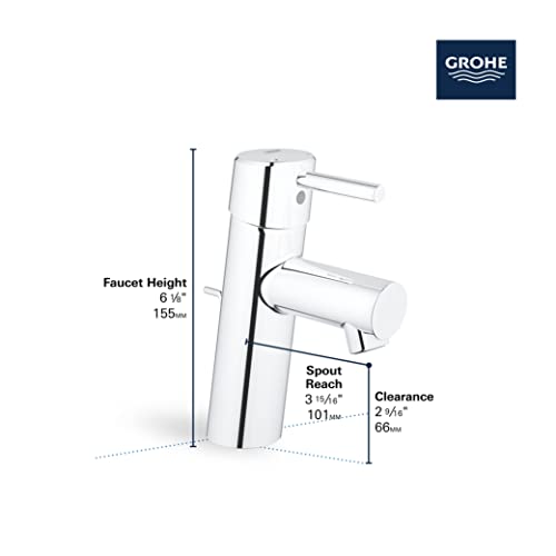 GROHE 3427000A Concetto, Single Hole Single-Handle S-Size Bathroom Faucet 1.2 GPM, Chrome