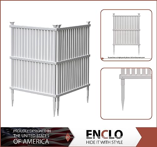 Enclo Privacy Screens ZP19008 Wilmington Vinyl No Dig Privacy Fence Screen Kit, 36in W x 48in H, White, 2 Panels