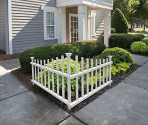 zippity outdoor products zp19007 no dig vinyl corner picket unassembled accent fence, 42" x 30", white