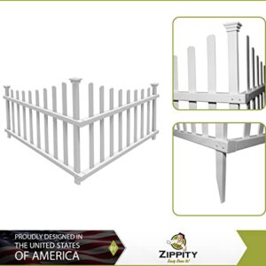 Zippity Outdoor Products ZP19007 No Dig Vinyl Corner Picket Unassembled Accent Fence, 42" x 30", White