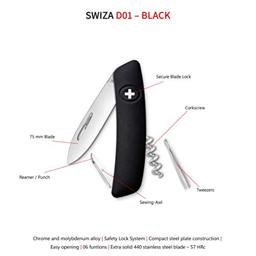 Swiza KNI.0010.1010 D01 Swiss Pocket Knife Black