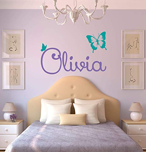 Custom Name Butterfly Wall Decal - Girls Personalized Name Butterfly Wall Sticker - Custom Name Sign - Custom Name Stencil Monogram - Girls Room Wall Decor